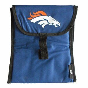 Denver Broncos insulated foldable lunch bag measures 10 x 9 x 4 inches